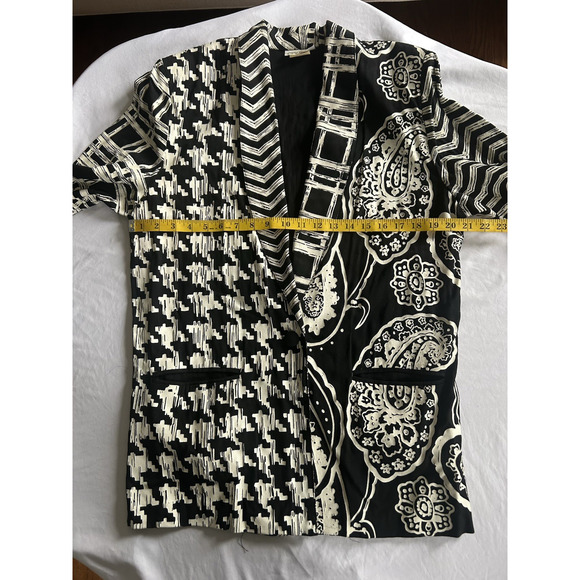 Vintage Express Artsy Blazer Womens Size Medium Black White Bold Mixed Print USA - Picture 7 of 9